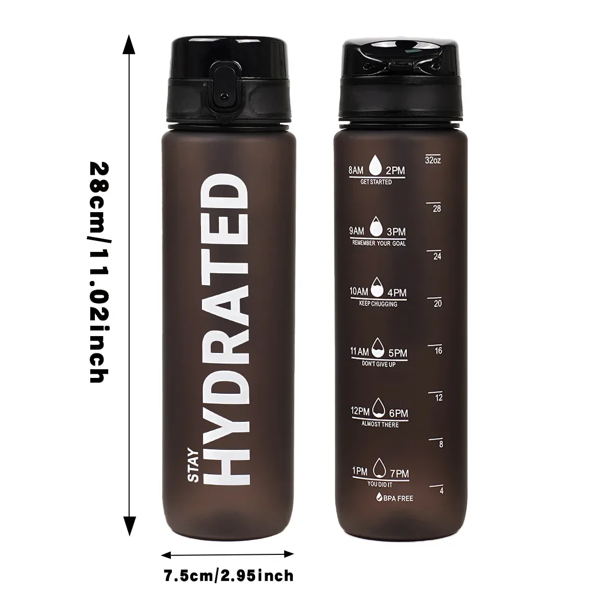 32oz Motivational Leakproof Sports Water Bottle