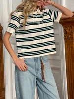 Hirsionsan Polo Neck T Shirt Women Soft Chic Tees 95% Cotton Jumper Clothes Loose Casual Pullover 2025 Summer New Crop Tops - Image 3