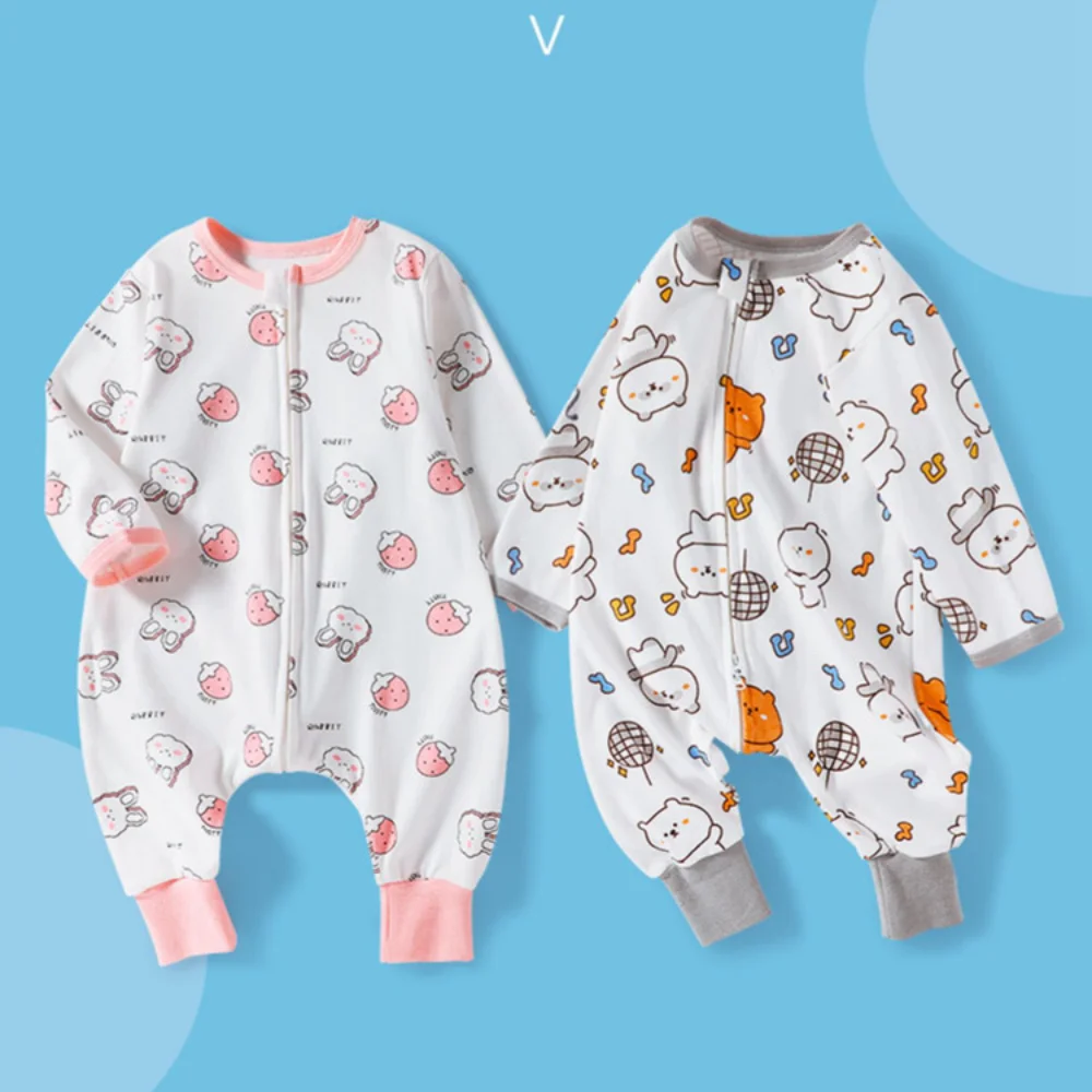 

Cotton Long Sleeve Spring Autumn Baby Sleepsacks 4Y Children Split Legs Onesie Sleepwear Toddler Homewear Pajamas Jumpsuit
