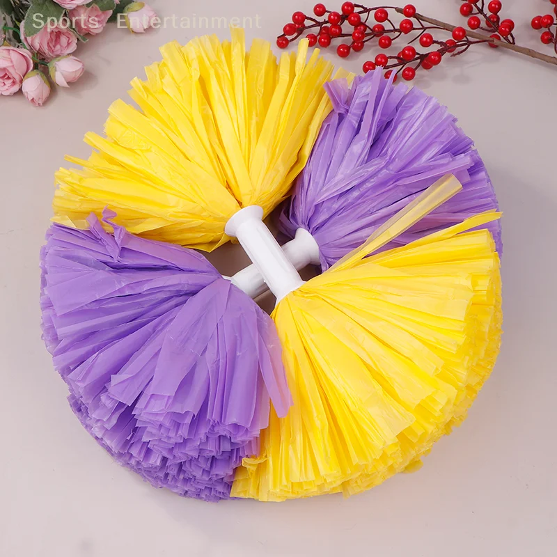 Colorful Matte Cheerleading Pom Poms With Handle Big Cheer Balls Hand Dance Pompoms Accessories For Women Girl Kids