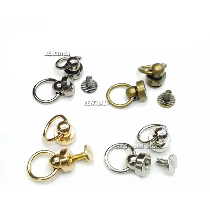 10pcs 9mm Rotating Nipple Rivet with Pull Ring Garment Stud with Screw for Bag Hat Shoe Leather Choker Phone Case DIY
