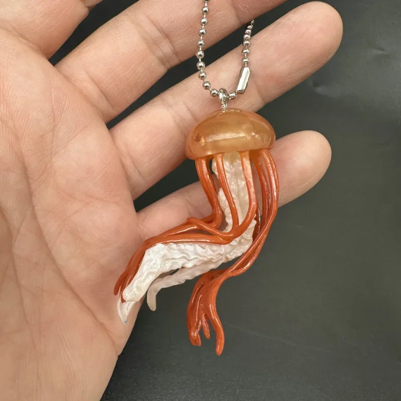 Jellyfish Keychain Gashapon Capsule Toy Simulation Marine Organism Model Toy Stereogram Gacha Pendants Gifts