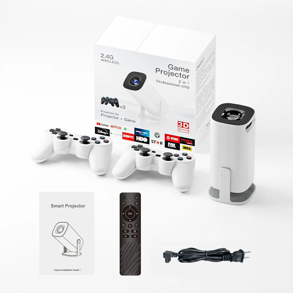 Salange P30 Max Video Game Console Include 2 Wireless Game Controllers 3800 Games Support 4K 1080P Android11 Portable Projector portable projector,mini projector,video projector