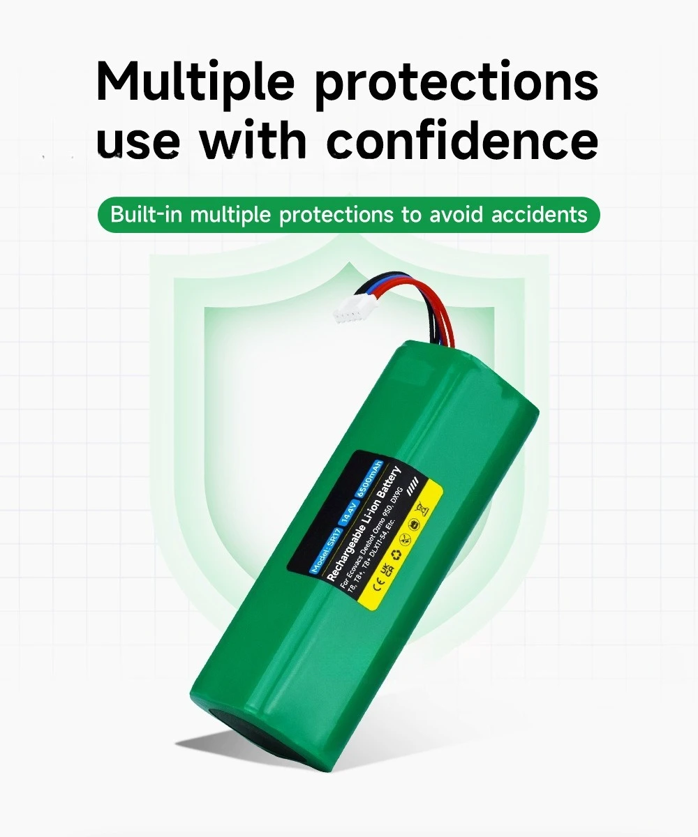 14.4V 6500mAh for Ecovacs T5 T8 T9 X1 950 DX93 DX96 DLX11 Robotic Vacuum Battery