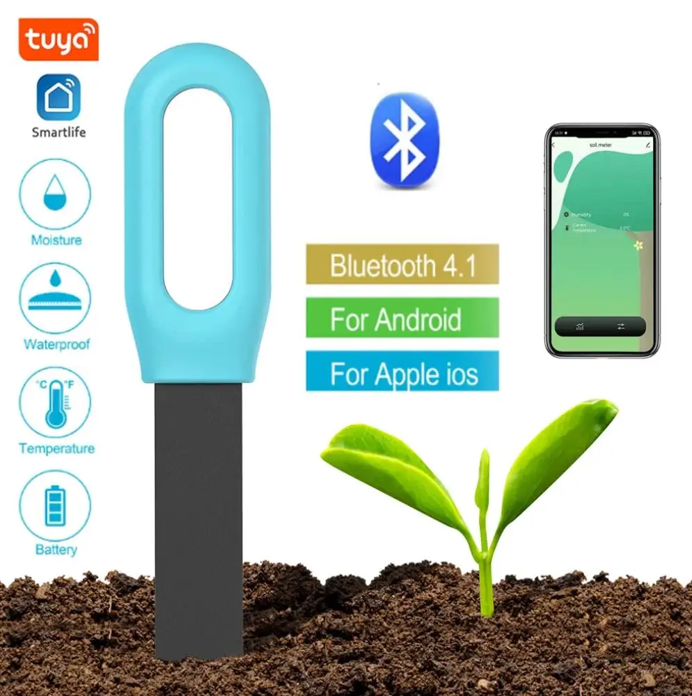 

Tuya 2 in 1 Wireless Soil Moisture Meter BT App Temperature Humidity Soil Tester Plant Monitor Potted Plant Measuring Instrument