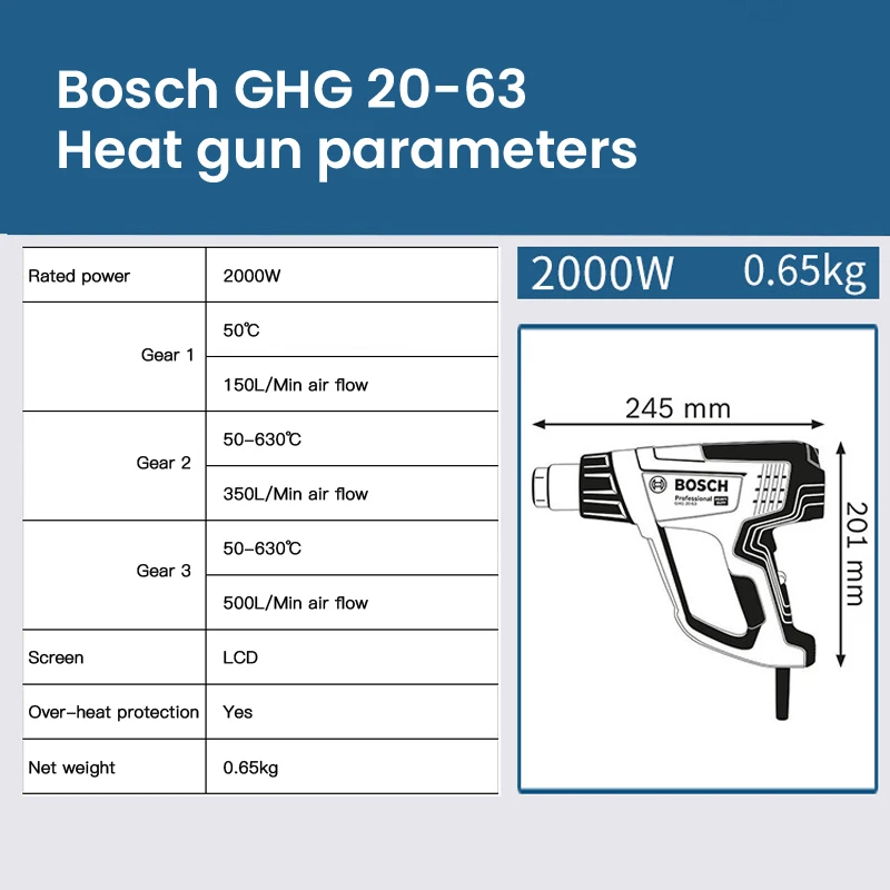 Pistola de calor bosch ghg 20-63 2000w