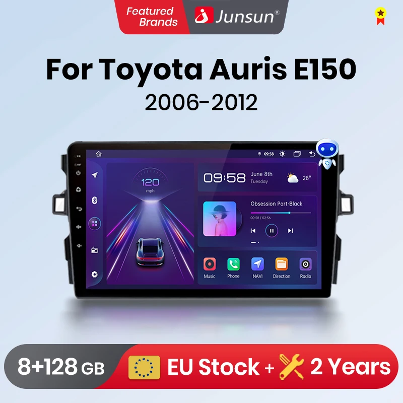 Автомагнитола Junsun V1pro с голосовым ии 2 din Android для Toyota Auris E150 2006 -2012 Carplay