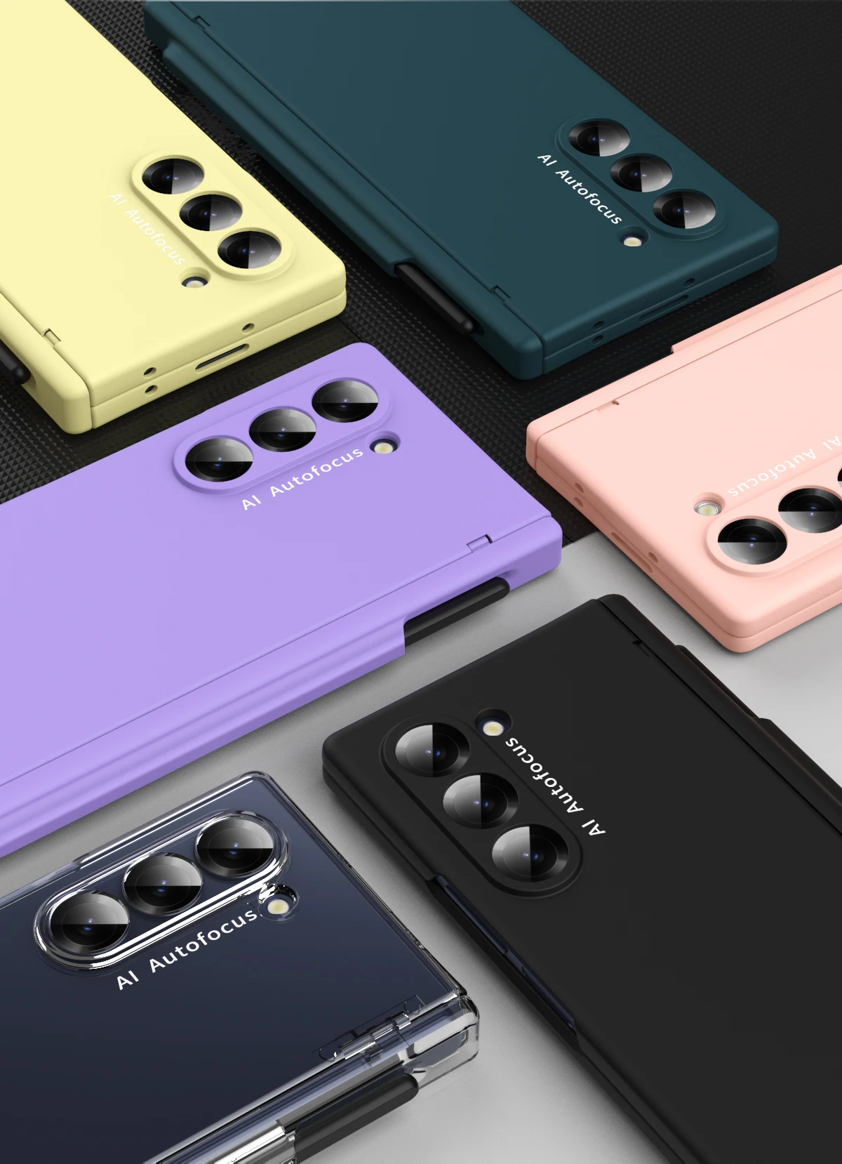 Macaron-stil frostat hårt PC-skal för Samsung Galaxy Z Fold 6 5 4 3 2 med glasskärmskydd med pekpenna_voghion.com