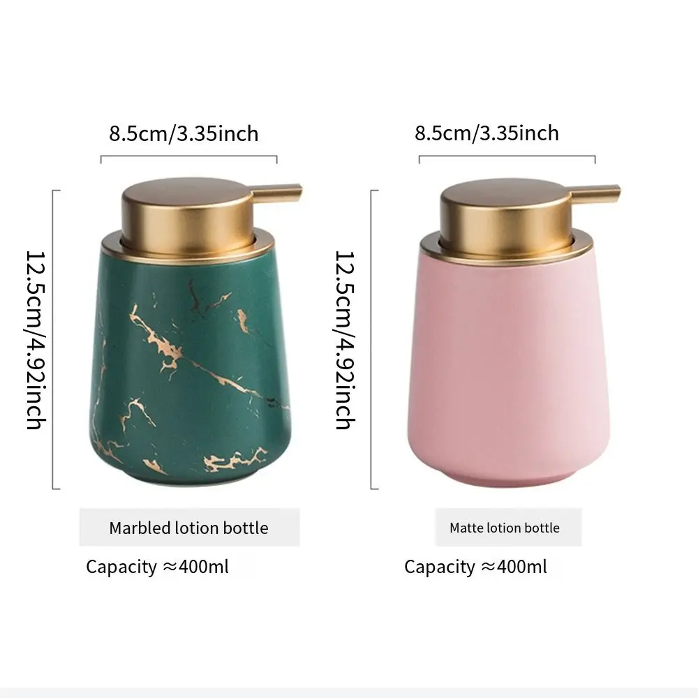Ceramic Lotion Soap Bottle Easy To Press Leak-Proof Soap Pump Dispensers Marble Pattern Refillable Cosmetic Container