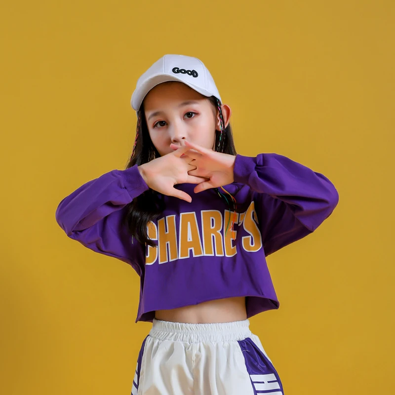 Girls Hip Hop Sweatshirt Pcs Set Crop Top Kids Children