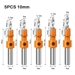 High-Performance HSS Woodworking Countersink & Screw Extractor Tool (5PCS 10mm)
