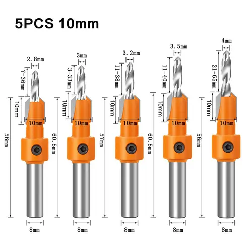 8mm Shank HSS Woodworking Countersink Router Bit Screw Extractor Remon Demolition for Wood Milling Cutter Woodworking Tools - Image 10