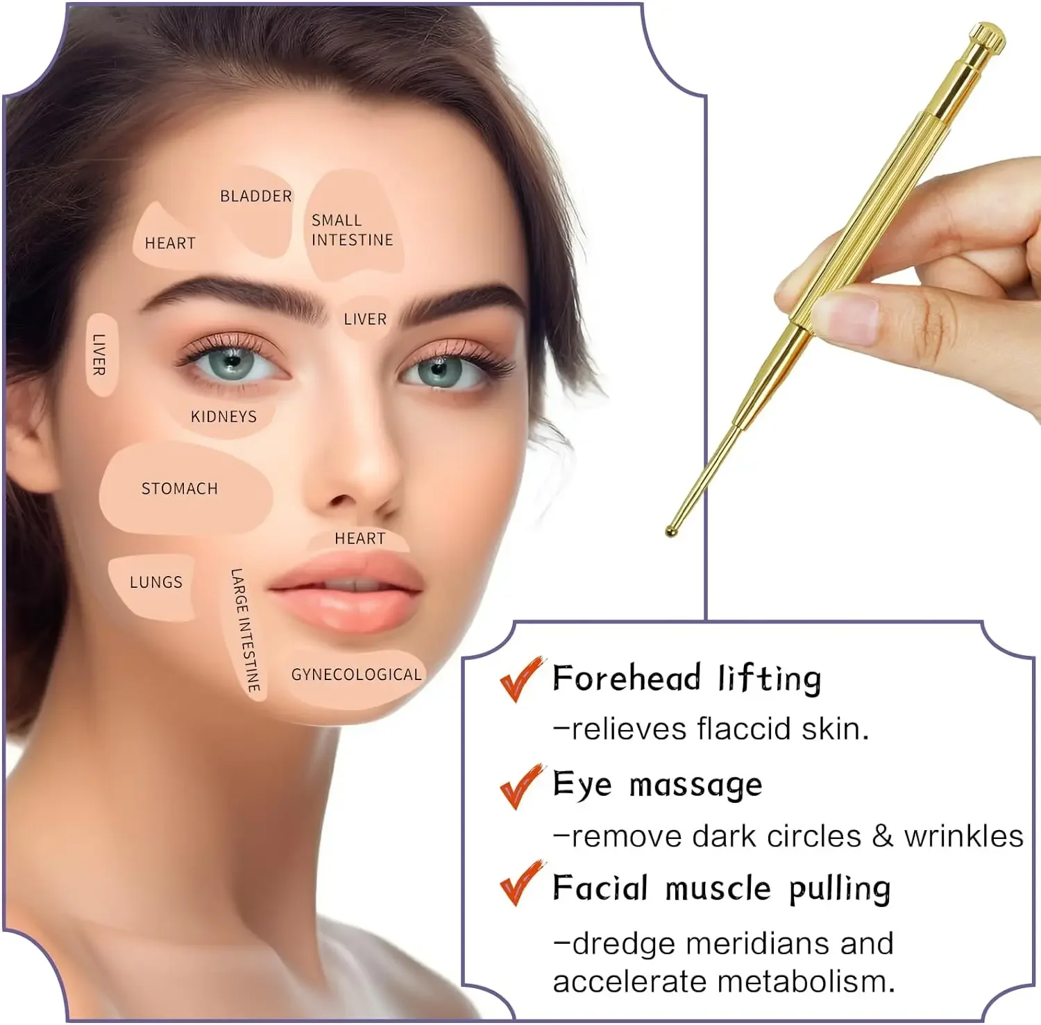 Facial Reflexology Massage Tool Retractable Acupuncture Pen Double Headed Spring Ear Care Tool Point Probe Pen Massager for Face 3