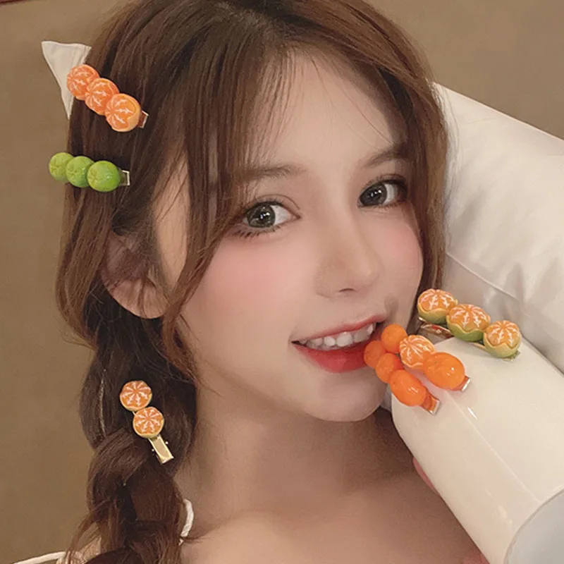 14Styles Half-peeled Orange Shape Side Hairpin Creative Sweet Cute Hair Clips Women Daily Party Birthday Headdress Ornament Gift