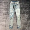 men dirty look distressed bagger patches jeans 1