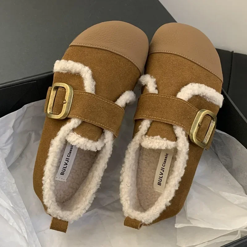 

Winter Fur Flats Loafers Shoes Women Shoes New Short Plush Chelsea Boots 2024 Designer Fad Casual Cotton Shoes Chaussures Femme
