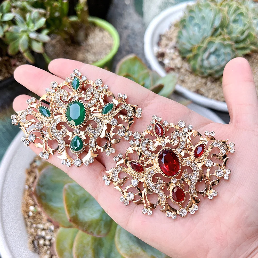 Sunspicems Big Crystal Flower Women Brooch Pins Arabic Style Jewelry  Rhinestone Caftan Brooches broches Bridal Wedding Bijoux