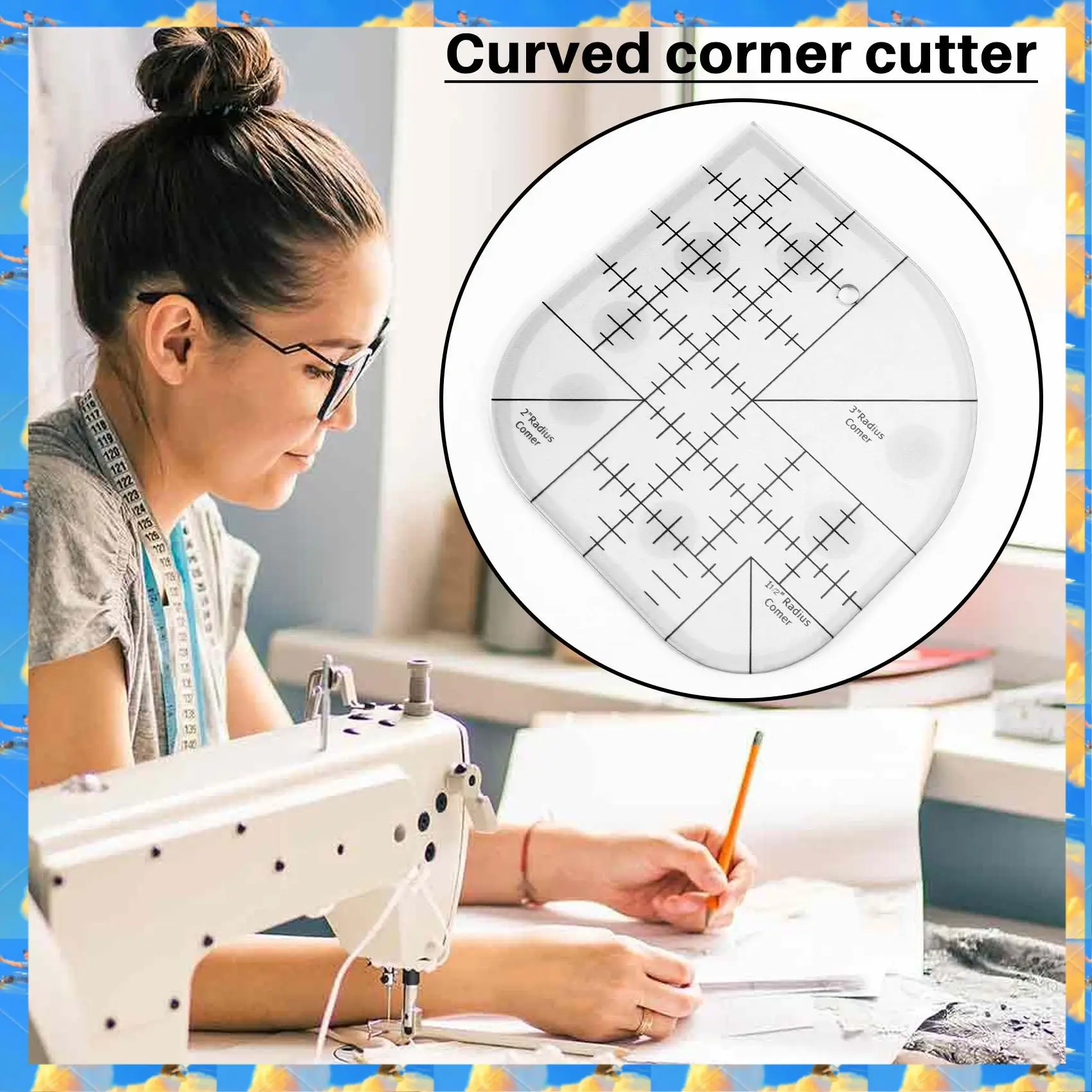 FTS Creative Curved Corner Quilt Ruler – Patchwork Sewing Template Tool 4