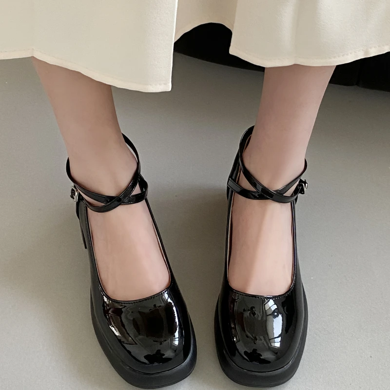 

Shoes for Women 2023 High Quality Round Head Ladies High Heels Summer Fashion Solid Square Heel Small Fresh High Heels Zapatos