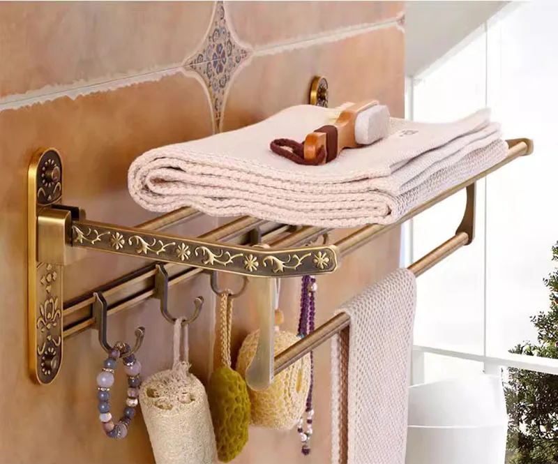 Description Picture 3 of itemAntique Bathroom Accessories Sets Aluminum Towel Shelf Toilet Paper Holder Soap Holder Towel Rack Tumble Holder Hooks