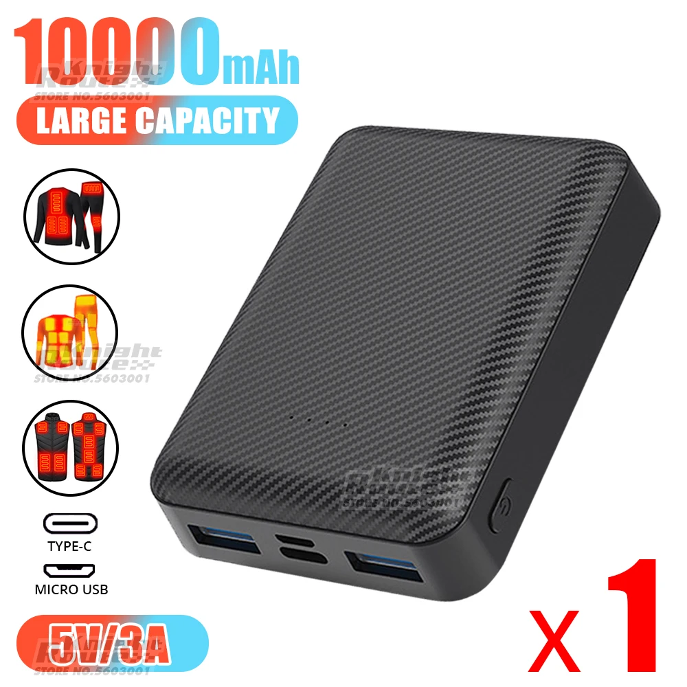 Power Bank 10000 MAh Con 2 Uscite USB Per Indumenti Riscaldati E Smartphone - Batteria Esterna Portatile