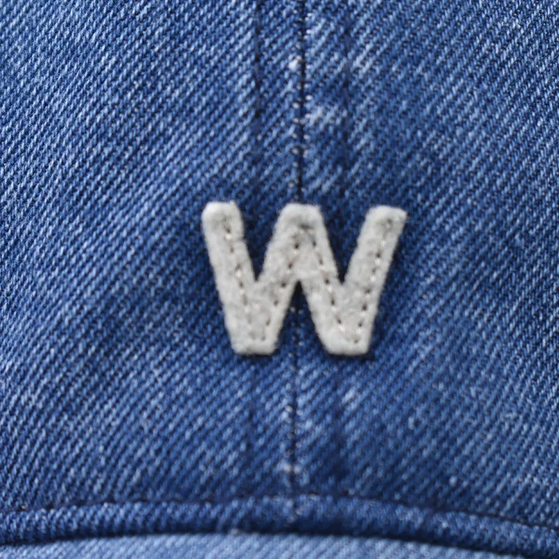 Couples baseball cap W letter W-hat Korean version Sun hat Hole Spring Autumn Wash denim Woman's hat Cap Hip Hop Fitted Cap