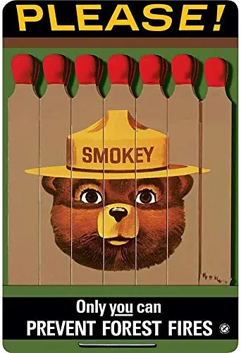 

Smokey Bear 8x12 дюймов, металлический жестяной настенный Декор для дома, бара, жестяной знак, Декор