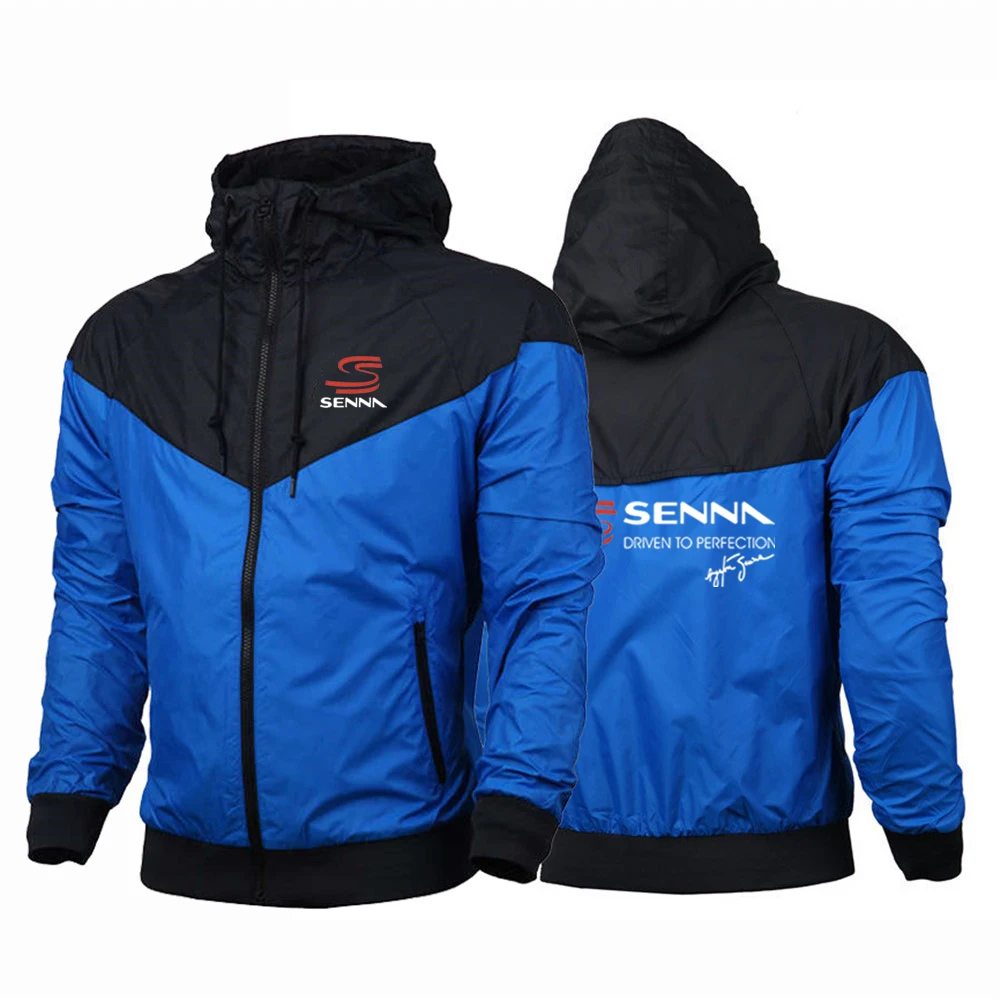 Men Ayrton Senna Spring and Autumn Printing Windproof Comfortable Casual Hooded Fashion Windbreaker Coat Tops
