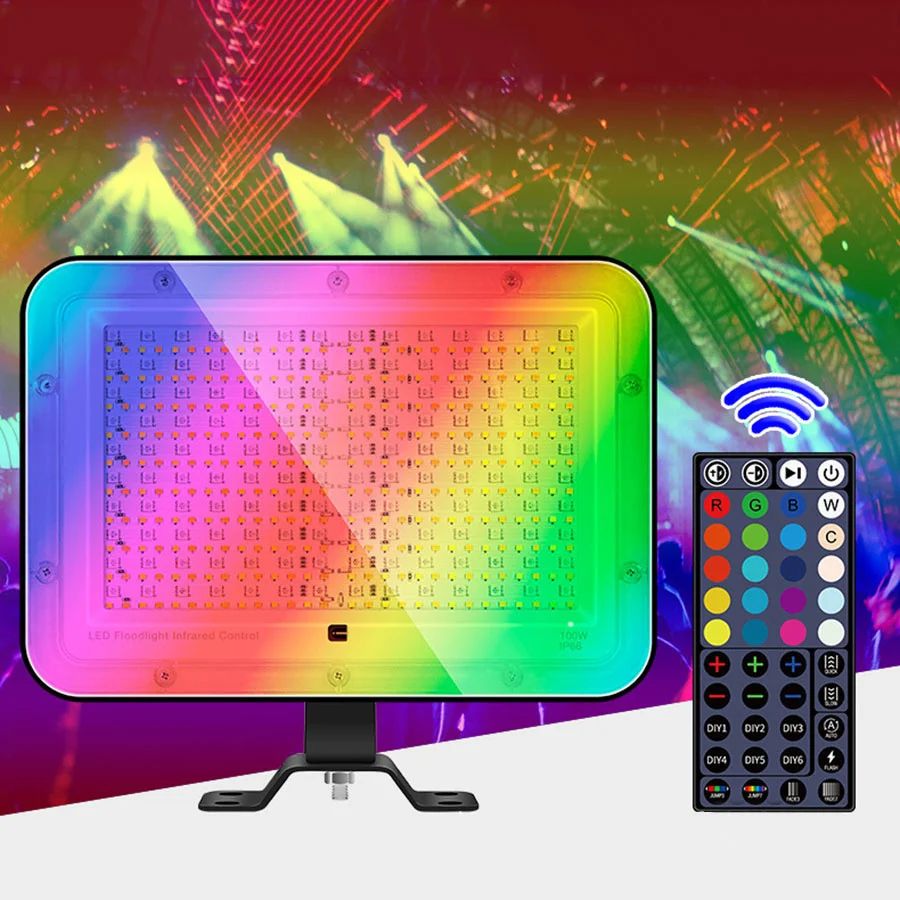 

RGB фонарь дневного света, 60 Вт, меняющий цвет, прожектор с дистанционным управлением IP66, уличная настенная мойка, устройство для освещения сада, ландшафта, фотография