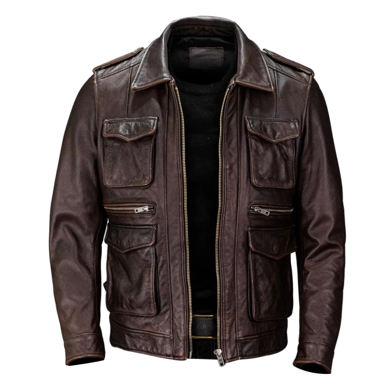 Pink Leather Jacket Men New Lambskin Biker Jacket Size S M L