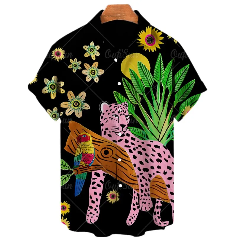 Dinosaur 3d Print Shirts Men's Women's Hawaiian Vocation Blouses Spooky Lapel Shirt Cuba Camisa Clothing Bird 3