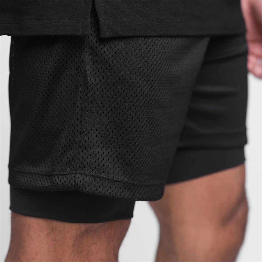 2023 Running Shorts Men 2 In 1 Double-deck Quick Dry GYM Sport Shorts Fitness Jogging Workout Shorts Men Sports Short Pants