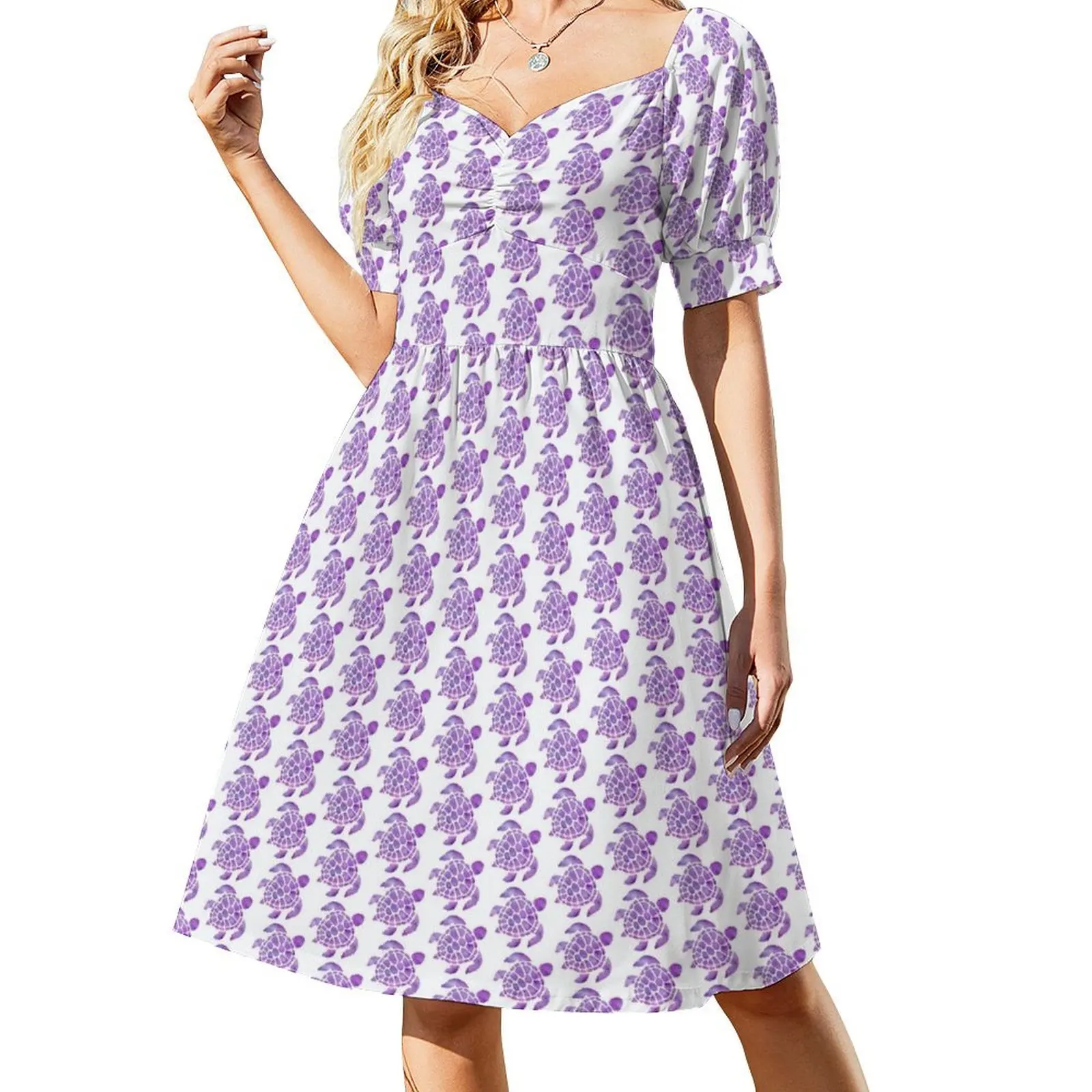 thumbnail image 1 of Vestido morado de manga corta, ropa de playa, ropa de mujer, vestidos para mujer, vestido de cumpleaños para mujer, lujo, 1 of 7
