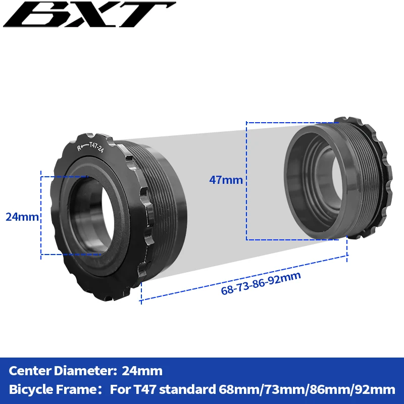 BXT T47 BSA Road Bike Bottom Bracket, 24mm End Cap for