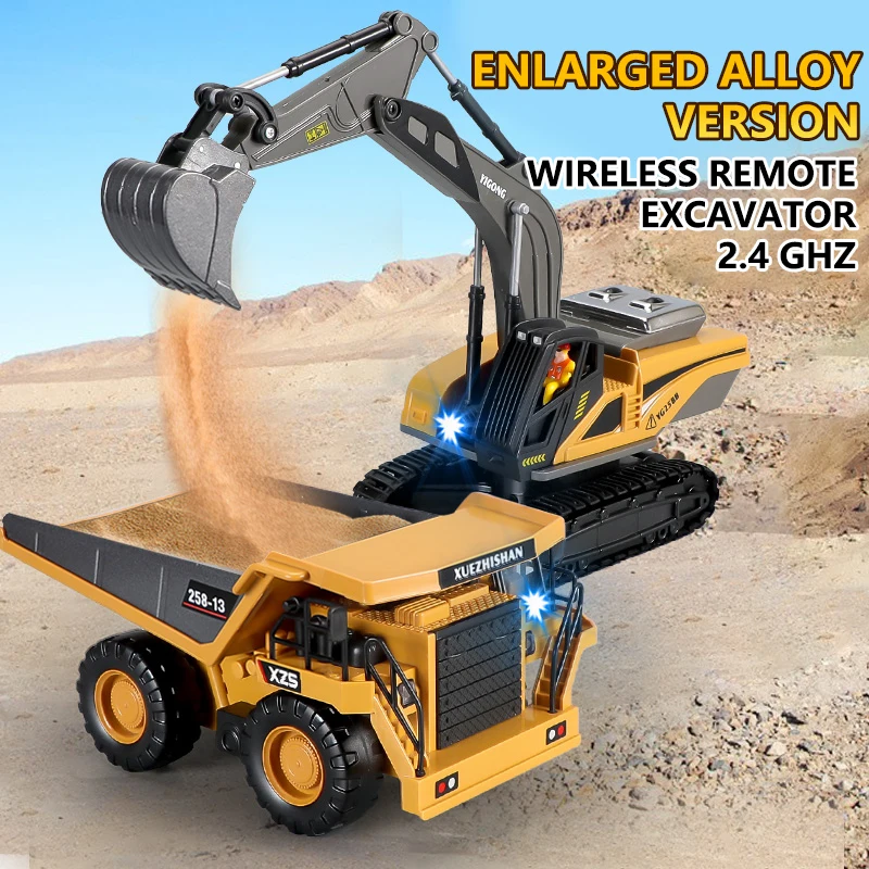 RC Excavator Dumper Car 2.4G Remote Control Engineering Vehicle Crawler Truck Bulldozer Toys for Boys Kids Christmas Gifts 4