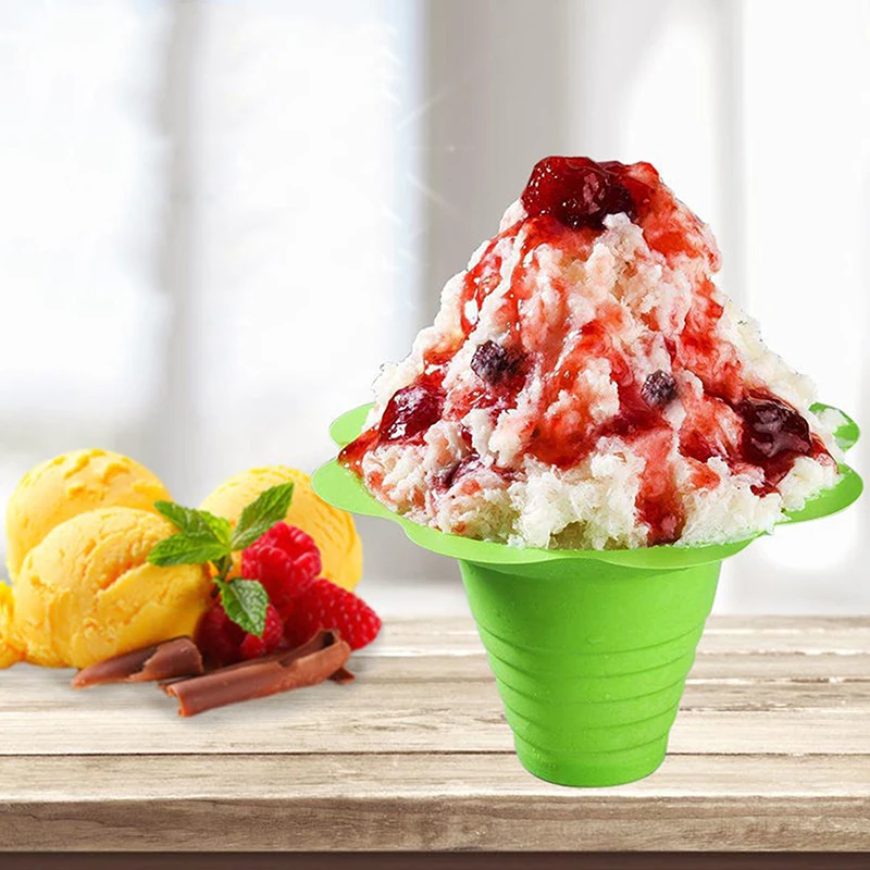 20Pcs Disposable Yogurt Cups Snow Cone Cups For Ice Cream Smoothie Ice Cream Cup Shaved Sand Bowl Flower Snow Cup
