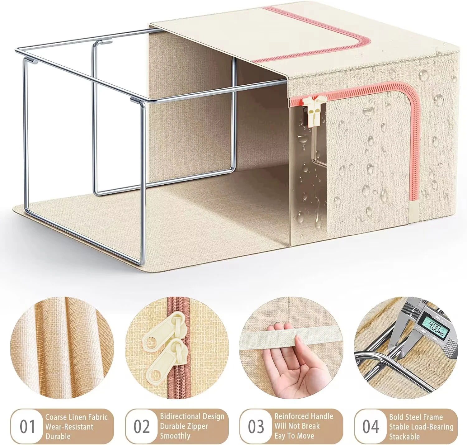Clothes Storage Box Cotton Flax Large Foldable Large Capacity Clear Window Blanket Quilt Storage