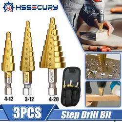 HSS Titanium Drill Bit 4-12 4-20 4-32 Straight Groove Step Drill Wood Power Metal High Speed Steel Hole Cutter Step Cone Drill