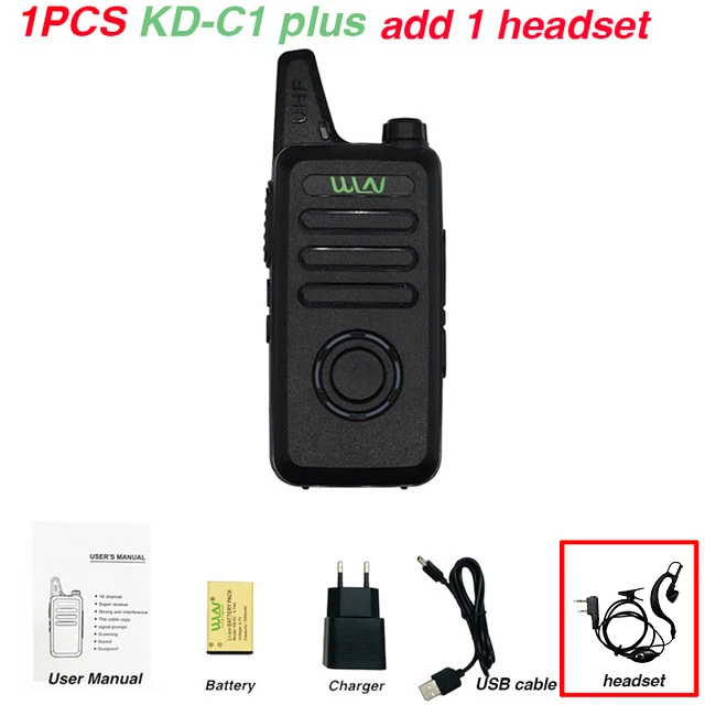 wifi walkie talkie 2pcs WLN KD-C1 Plus Mini Handheld Transceiver KD C1 Two Way Radio Ham Communicator Radio Station 16 Channel Mini Walkie Talkie baofeng walkie talkie Walkie Talkie