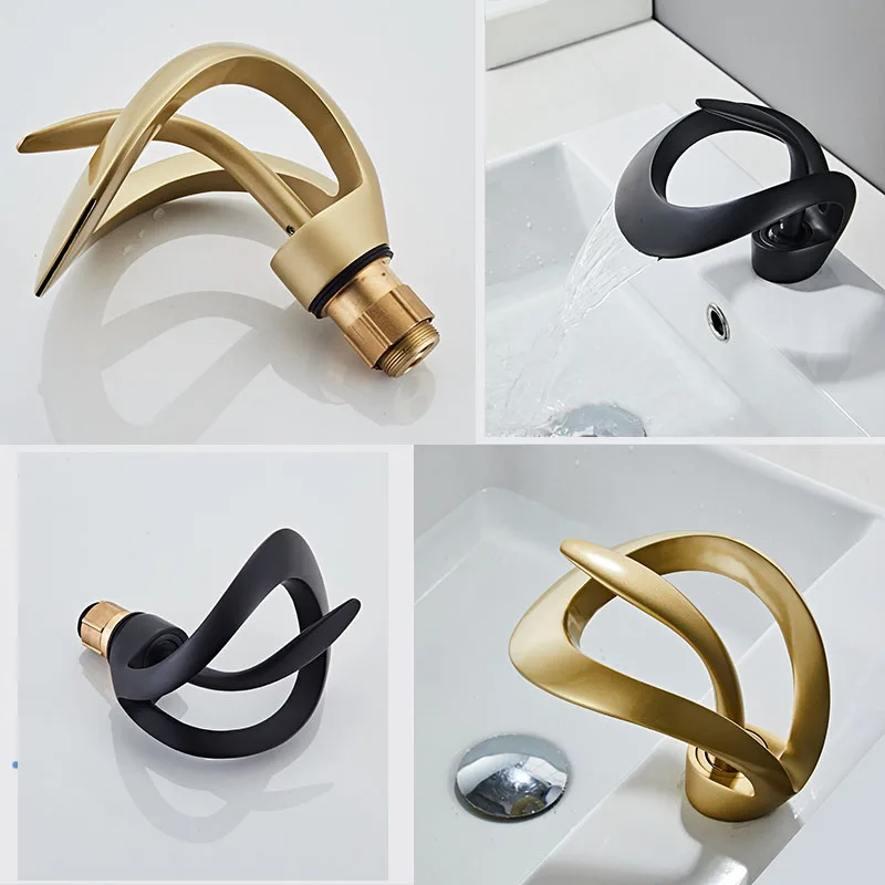 Golden/White/Black/Grey Bathroom Basin Faucet Brass Creative Sink Mixer Tap Hot & Cold Waterfall Basin basin faucet bathroom faucet