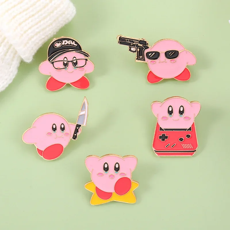 thumbnail image 4 of Broche de metal esmaltado de Kirbies para juegos de anime, insignia para mochila, pantalones vaqueros, ropa, alfileres de solapa, joyería de moda, regalo para mujeres y niñas, 4 of 5