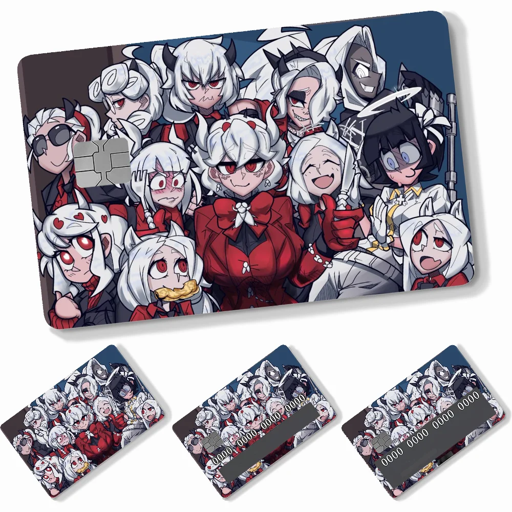Anime Helltaker Stickers 4pcs PVC Credit Card Skin Stickers Removable Self-adhesive Protective Film