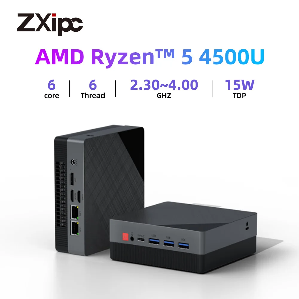 ZXIPC ZNR 4500U Mini PC Computer Gaming AMD Ryzen5 4500U 5300U R7 4800H Mini PC 32G DDR4 512GB/1TB SSD Desktop Mini Computer WiFi6 NUC gaming pc