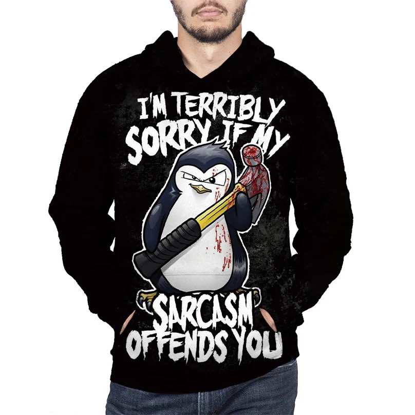 Funny Penguin 3D Print Hoodie Pullover