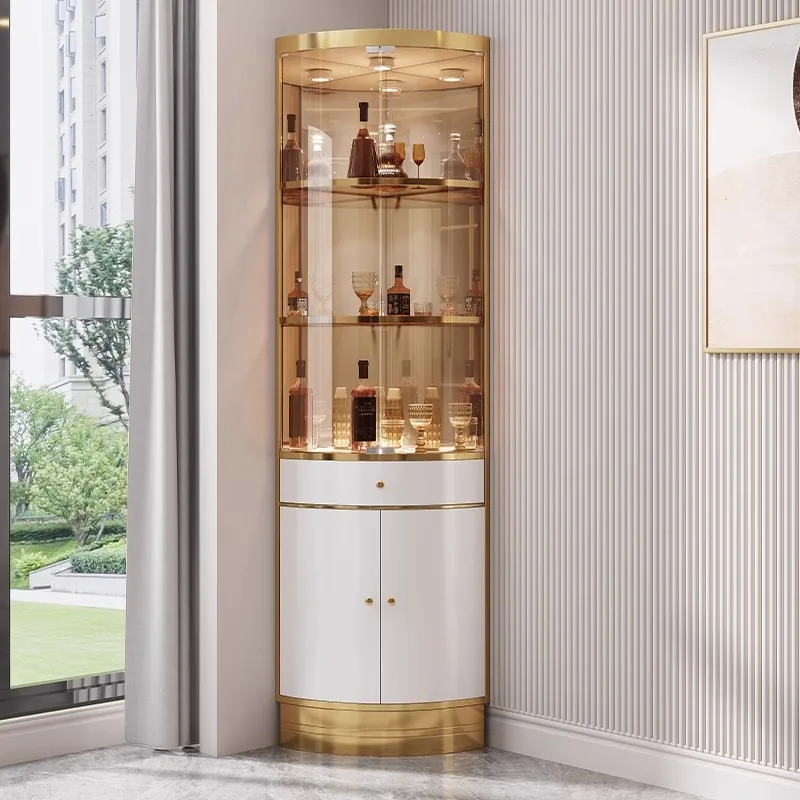 Showcase Corner Display Cabinet Coffee Shelves Decoration Home Bar Cabinet Open Storage Witryna Szafka Szklana Bar Furniture