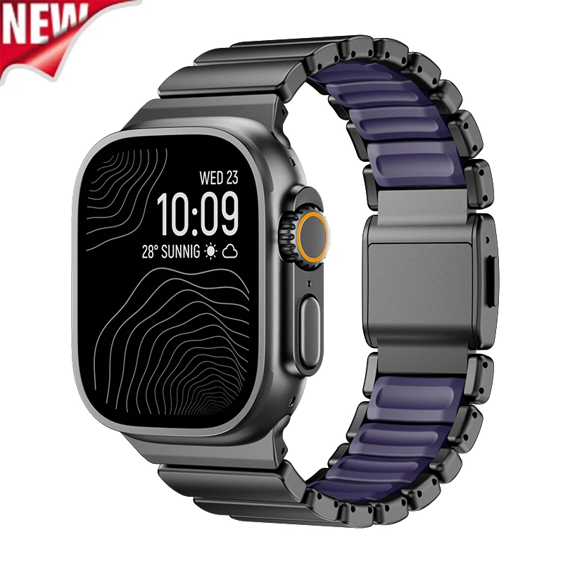 Titanium Silicone Magnetic Metal Strap for Smartwatches – Men's Band