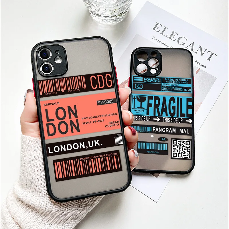 Custodia Per Telefono Air Ticket Travel Pari London Per Iphone 7 8 Se20 11 12 13 14 15 Pro X Xs Max Xr Cover Antiurto Paraurti Opaco Coque