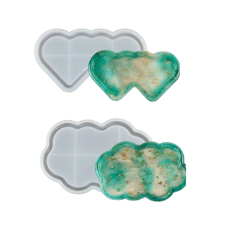 

Double Heart Cloud Tray Silicone Mold DIY Concrete Cement Plaster Epoxy Resin Storage Plate Mould Jewelry Dish