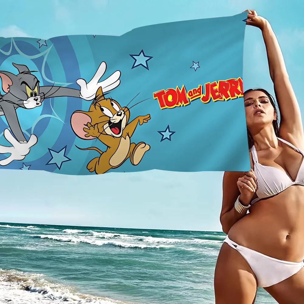 T-Tom And J-Jerry Cute Cartoon Beach Towel Bath Towels For Girl Microfiber Quick Dry Custom Sand Free Beach Yoga Spa Gym Pool 5