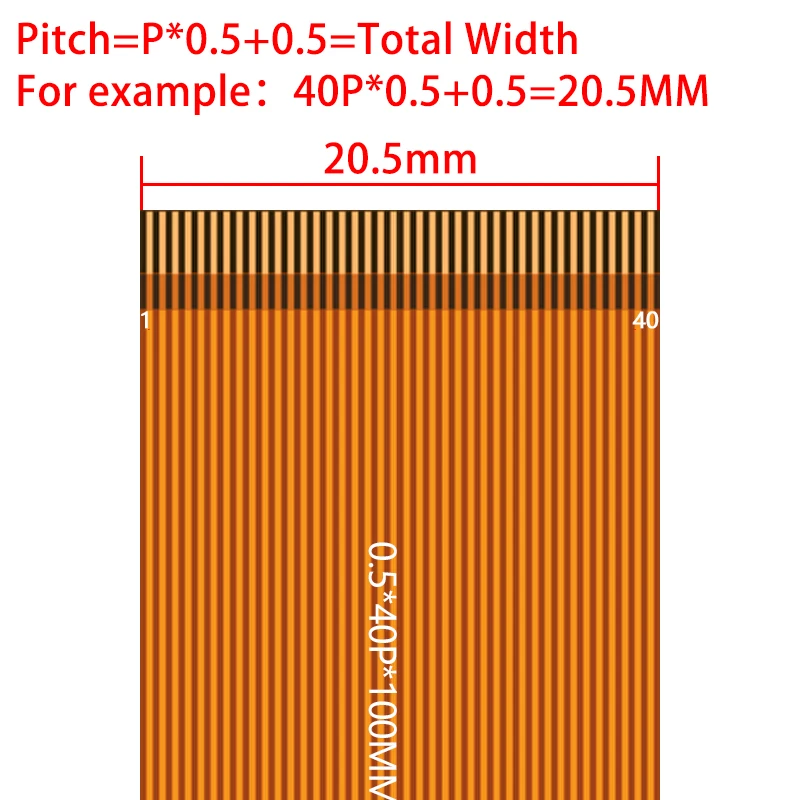 Gold-Plated FPC Cable with 0.5mm Pitch - Assorted Pin Configurations